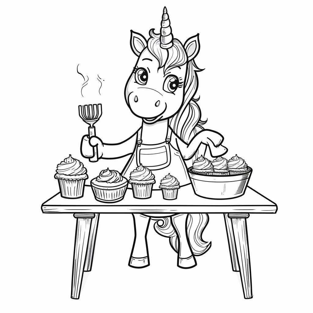 Unicorn Baking Cupcakes