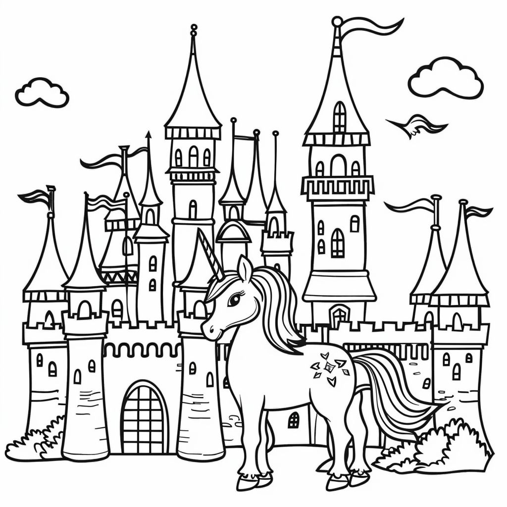 Unicorn Beside a Castle