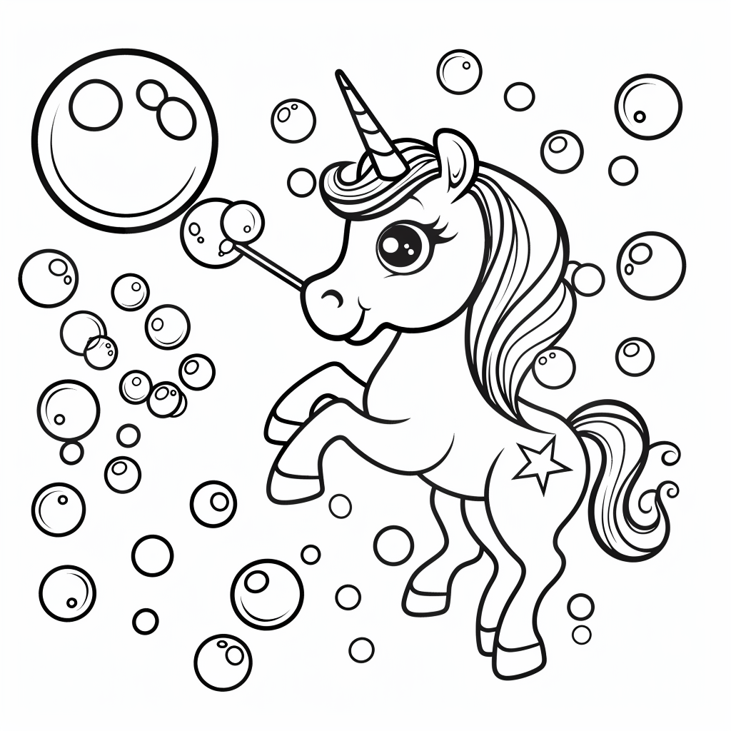 Unicorn Blowing Bubbles