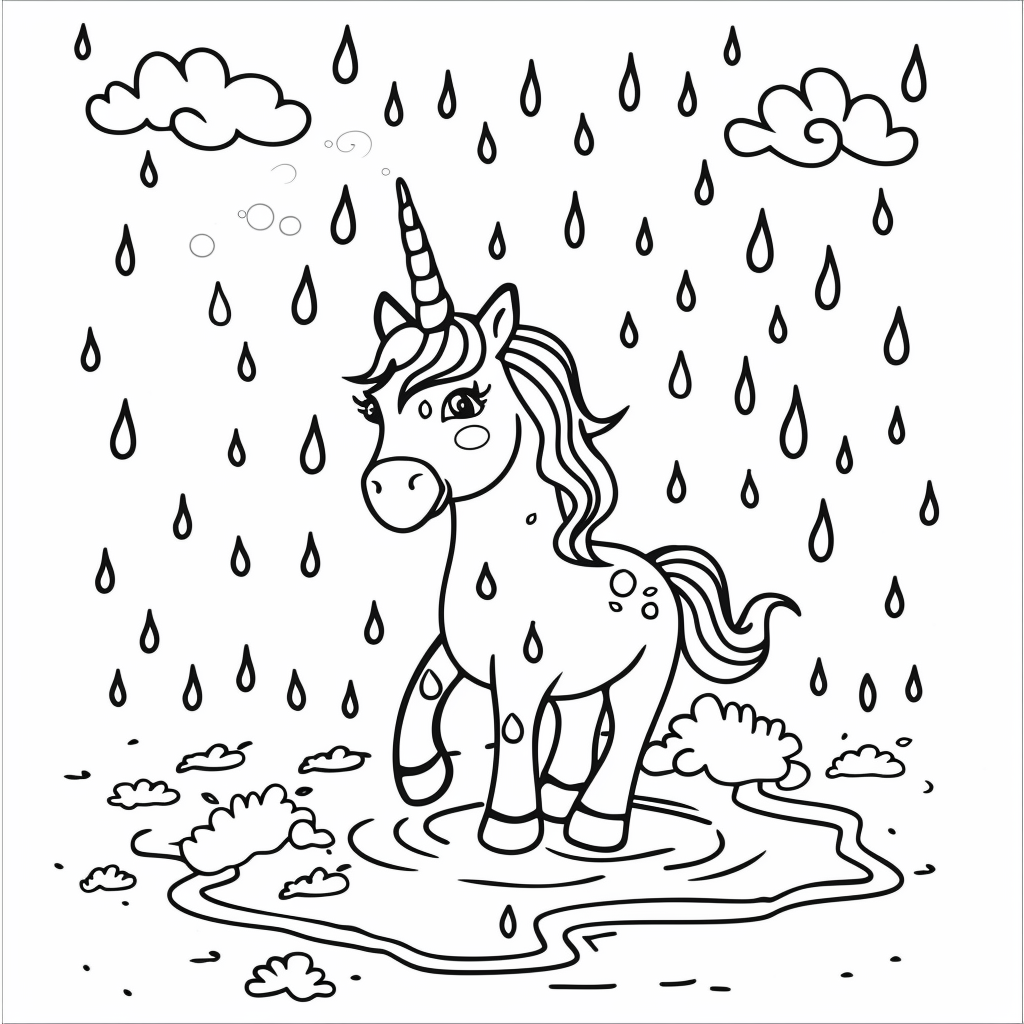 Unicorn Dancing in the Rain
