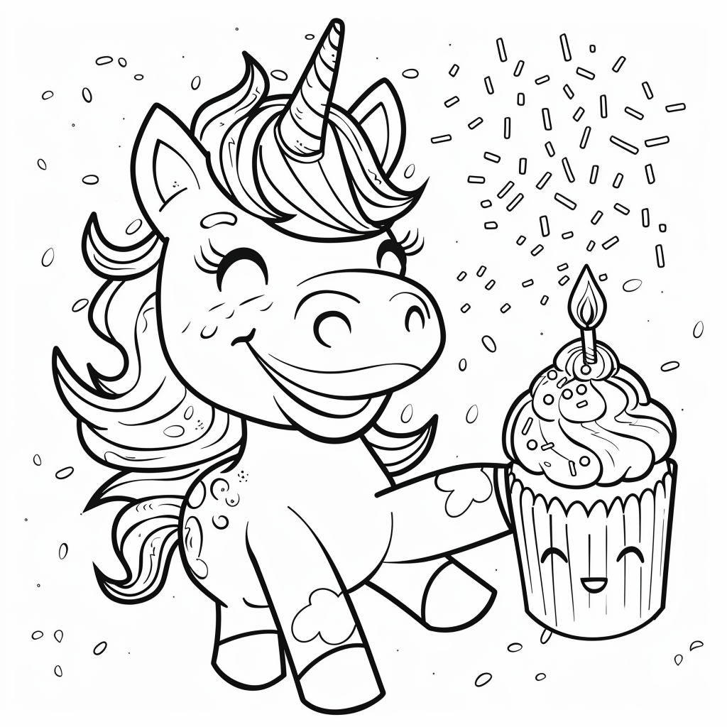Unicorn Holding a Cupcake