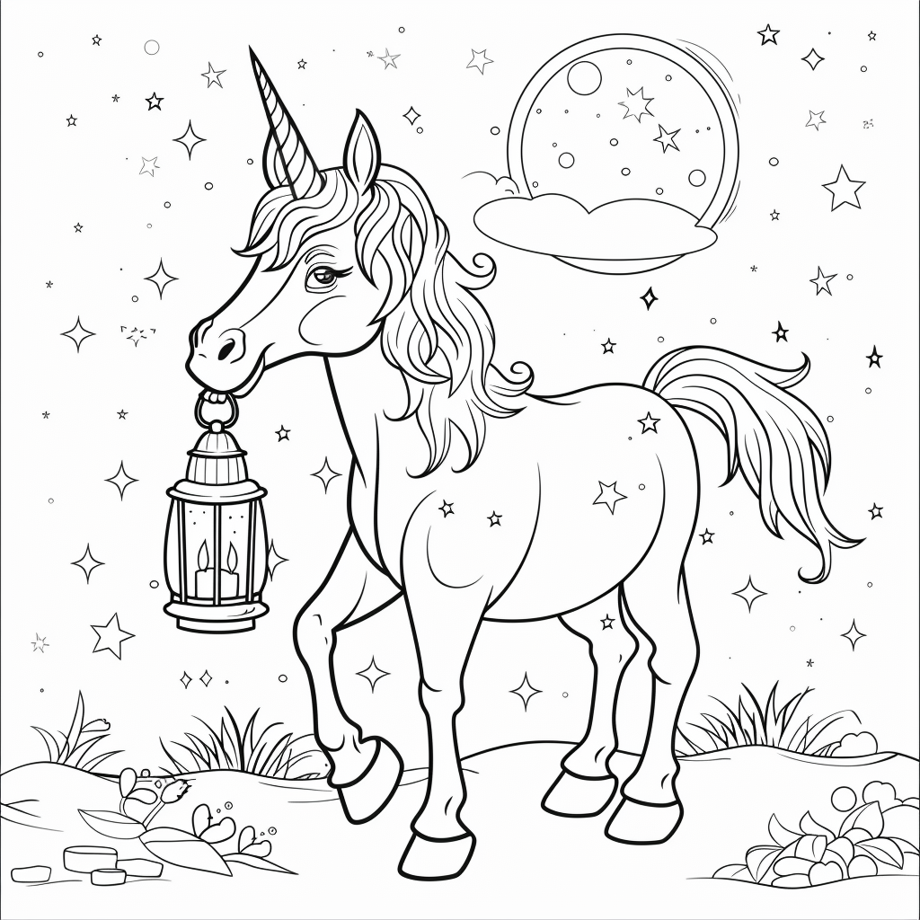 Unicorn Holding a Lantern