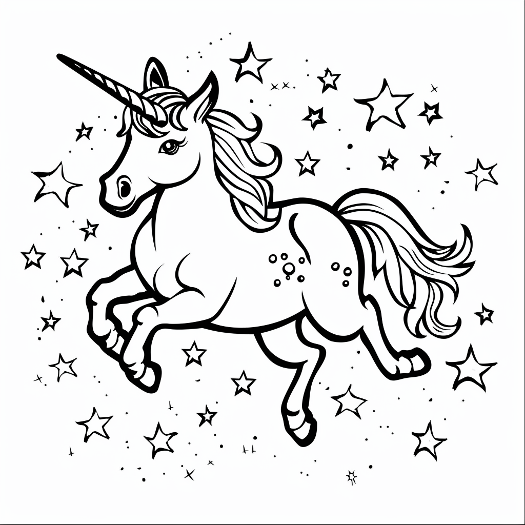 Unicorn Jumping Over Stars