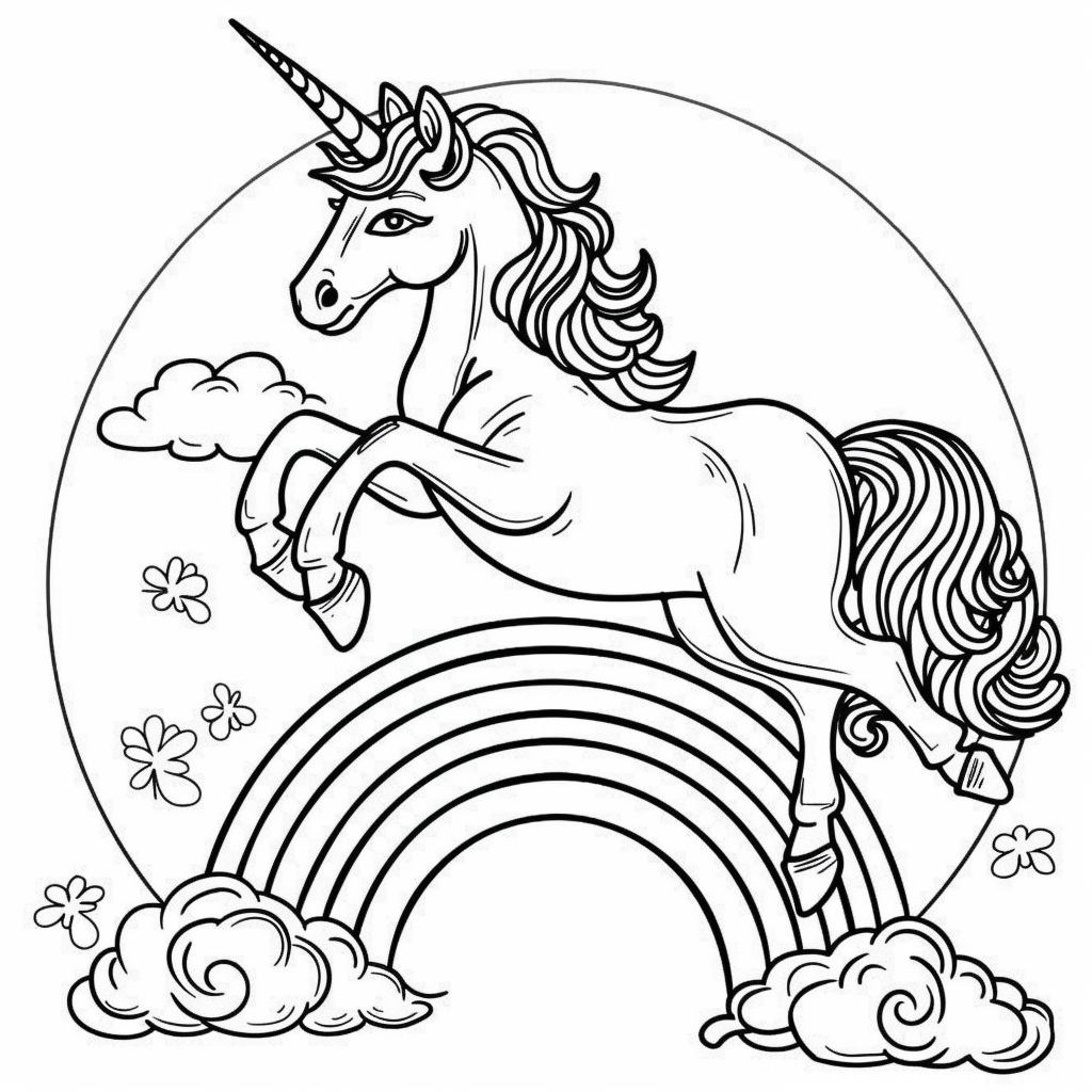 Unicorn Jumping Over a Rainbow