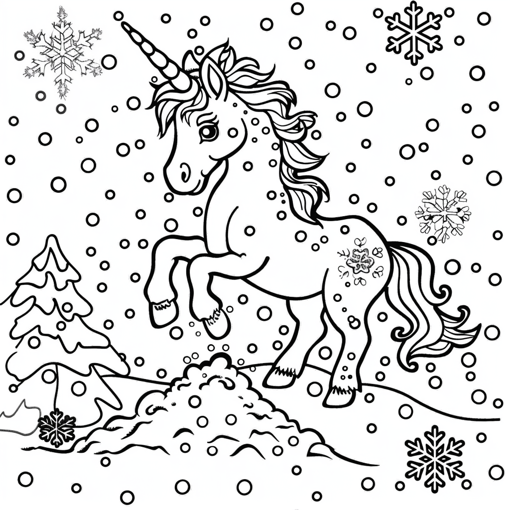 Unicorn Making a Snow Unicorn