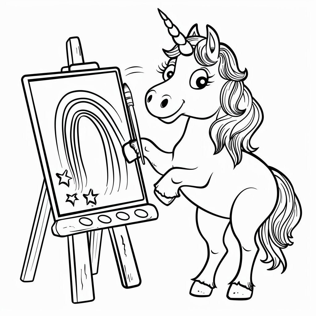 Unicorn Painting a Rainbow