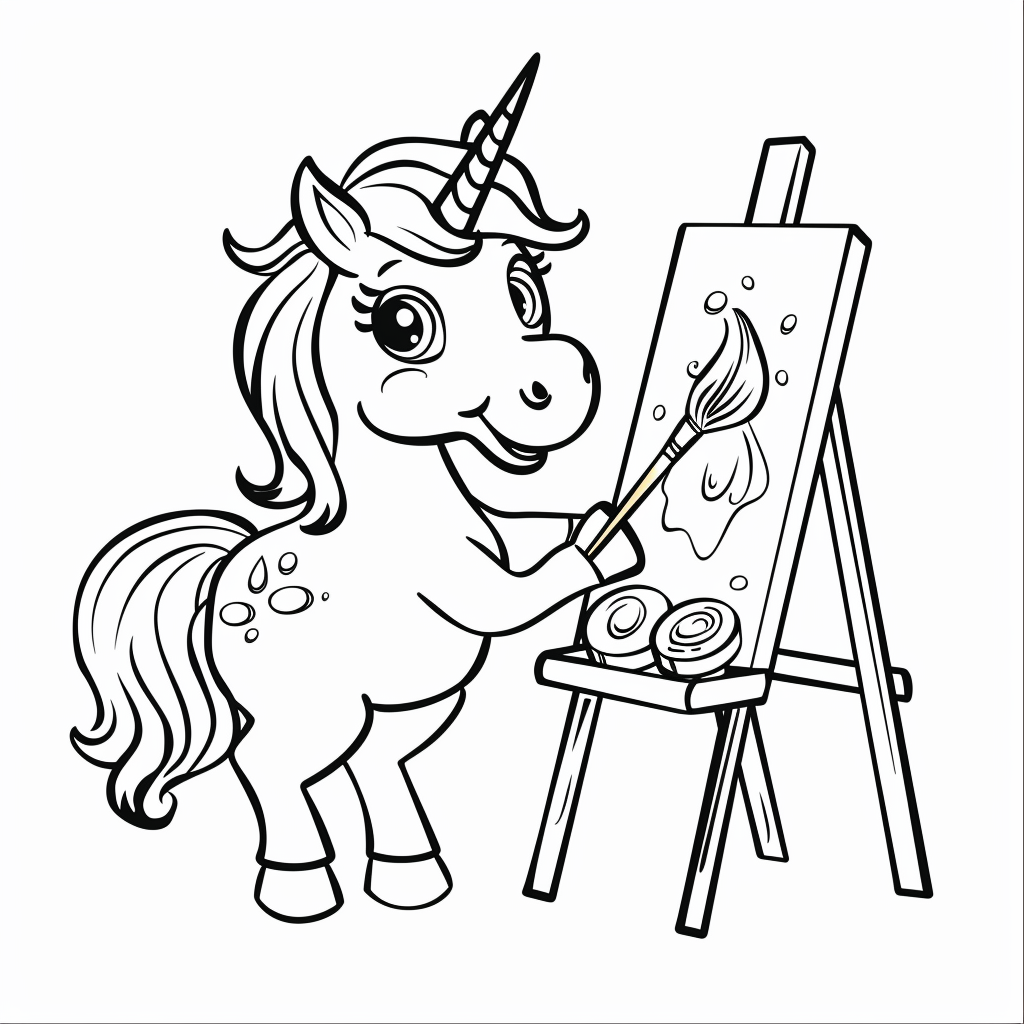 Unicorn Painting on an Easel
