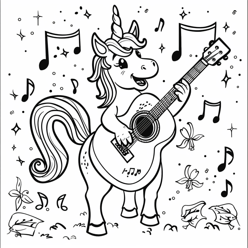 Unicorn Playing Guitar