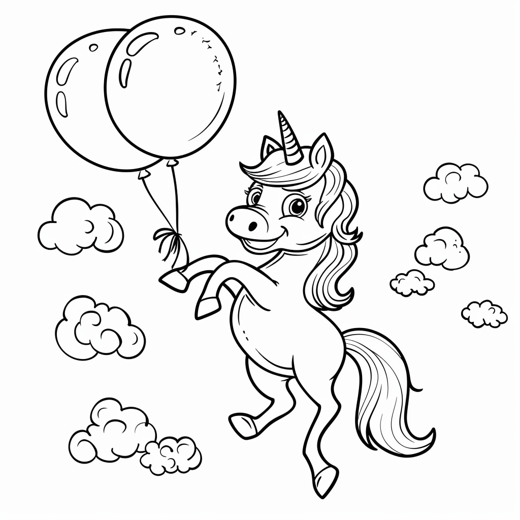 Unicorn Playing with a Balloon