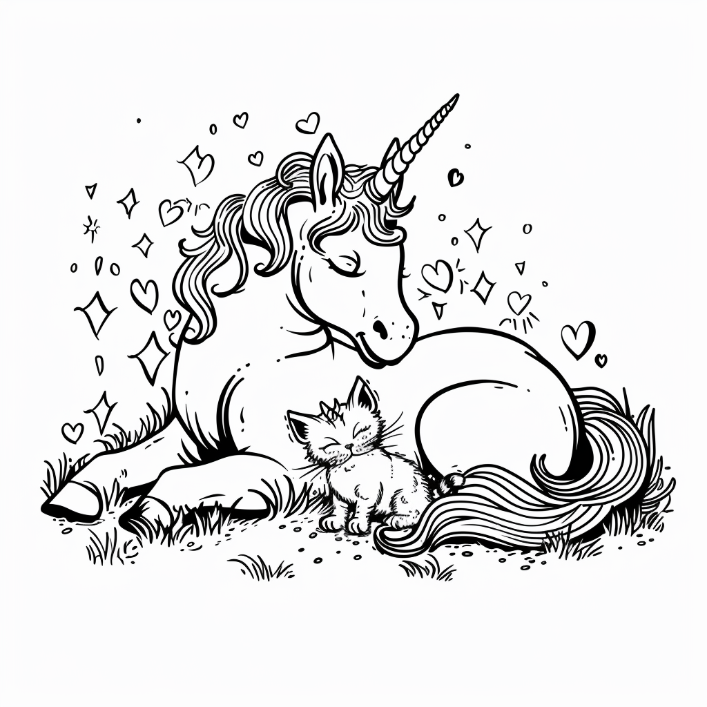 Unicorn Playing with a Kitten