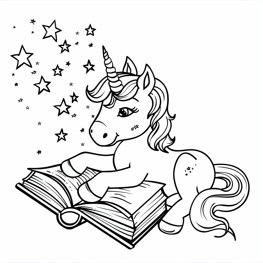 Unicorn Reading a Book