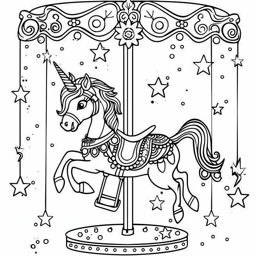 Unicorn Riding a Carousel Horse