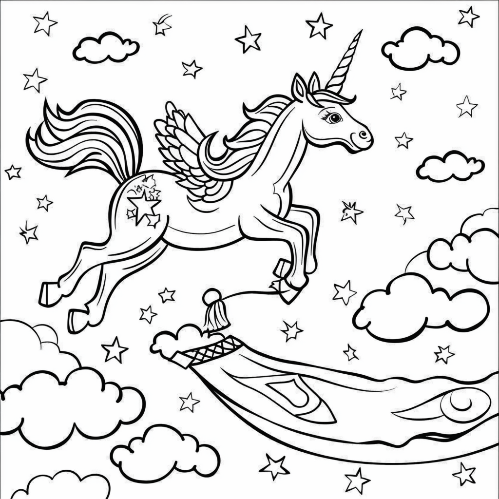 Unicorn Riding a Magic Carpet