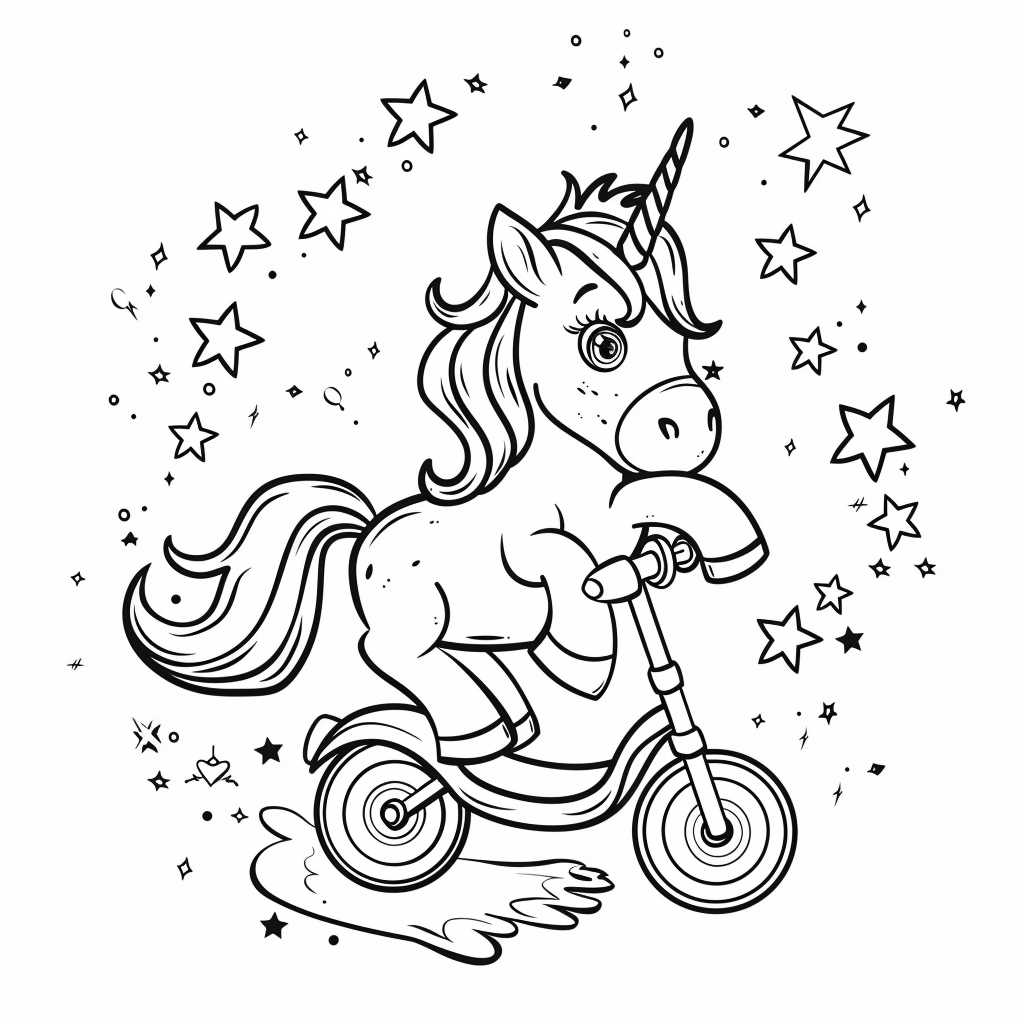 Unicorn Riding a Scooter
