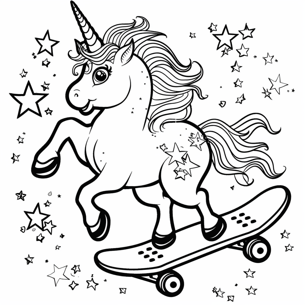 Unicorn Riding a Skateboard