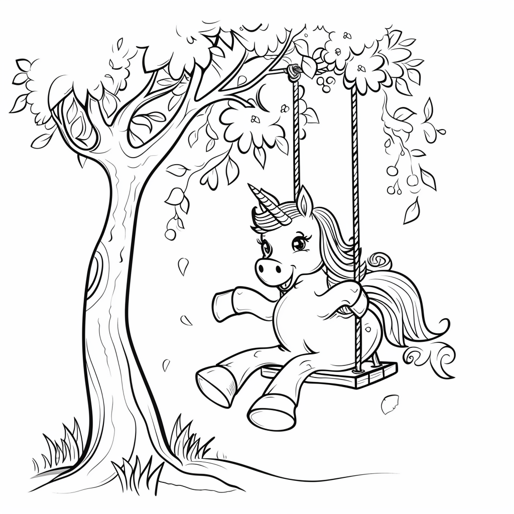 Unicorn Riding a Swing