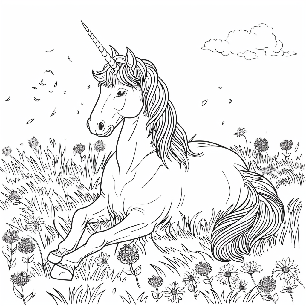 Unicorn Sitting on Grass