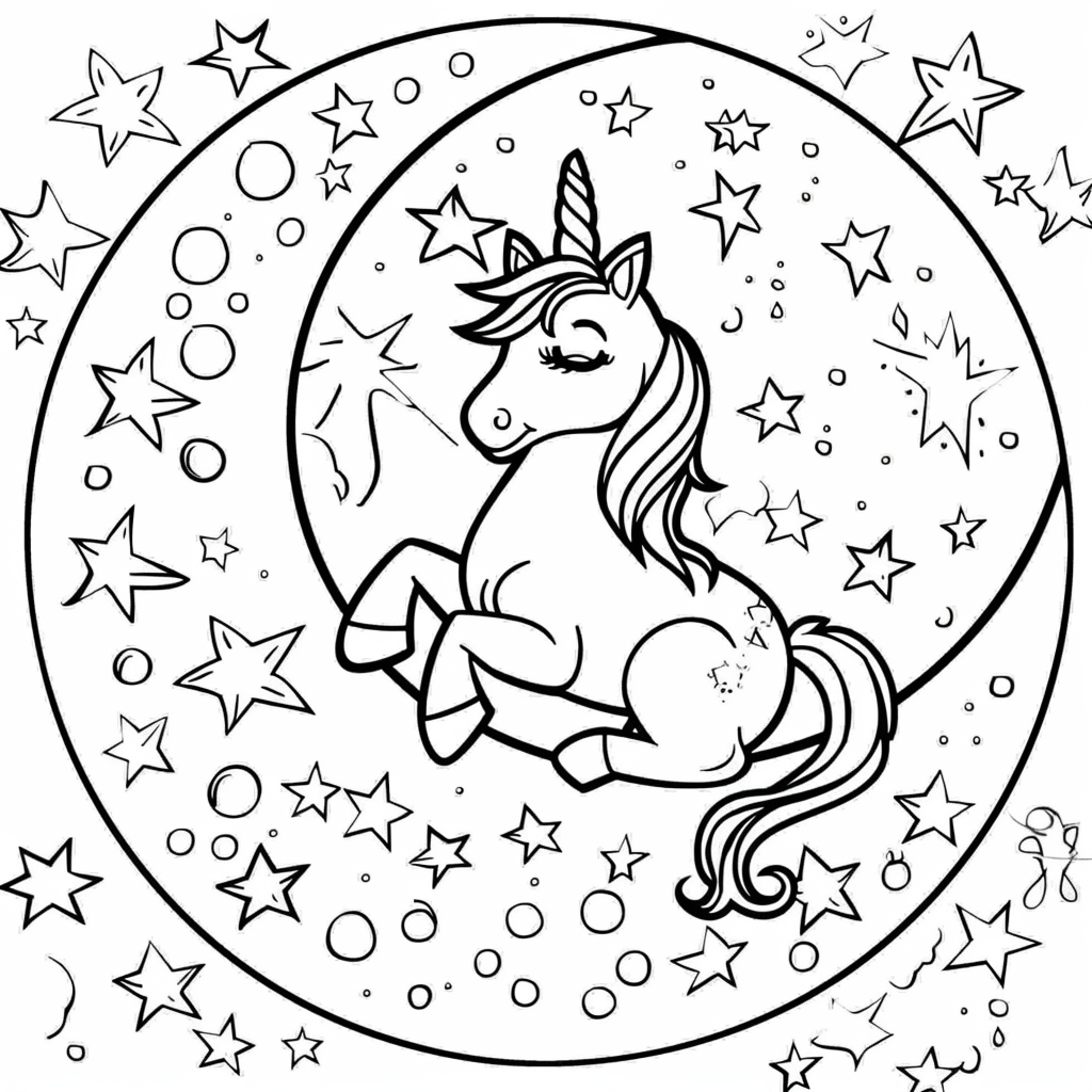 Unicorn Sitting on the Moon