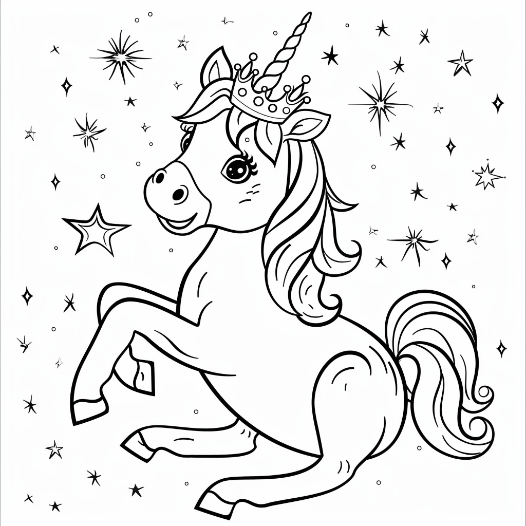 Unicorn Sitting with a Crown