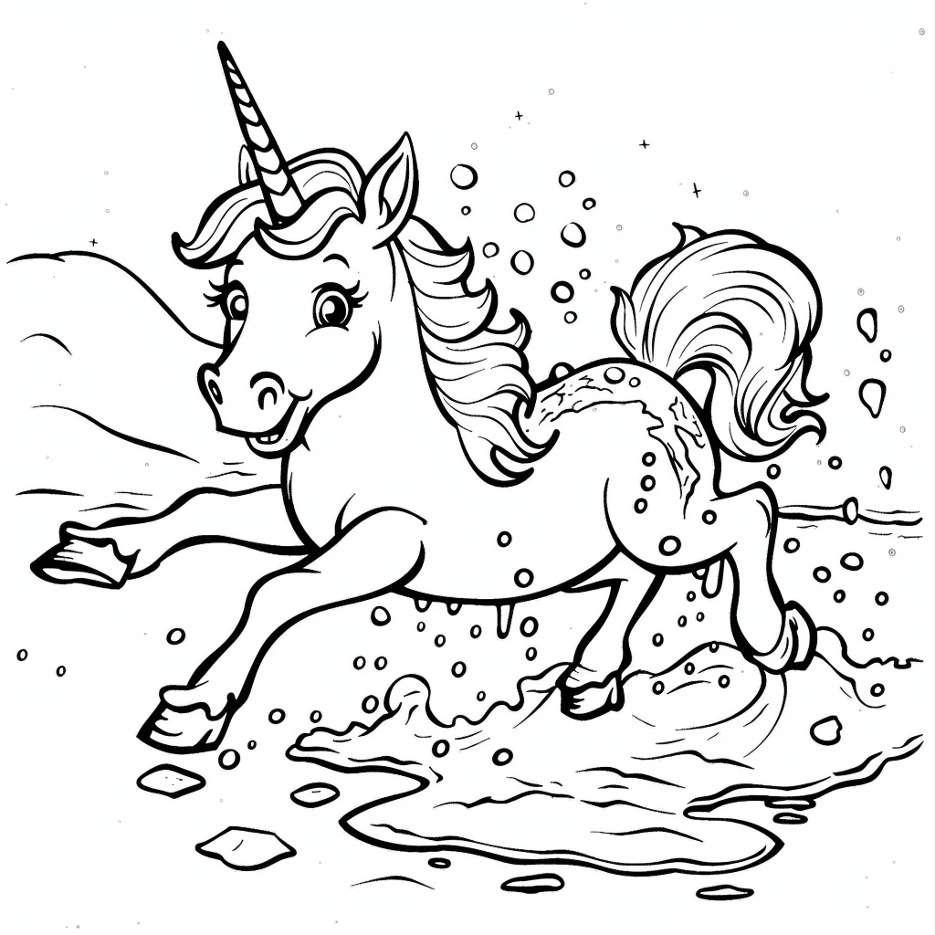 Unicorn Sliding on Ice