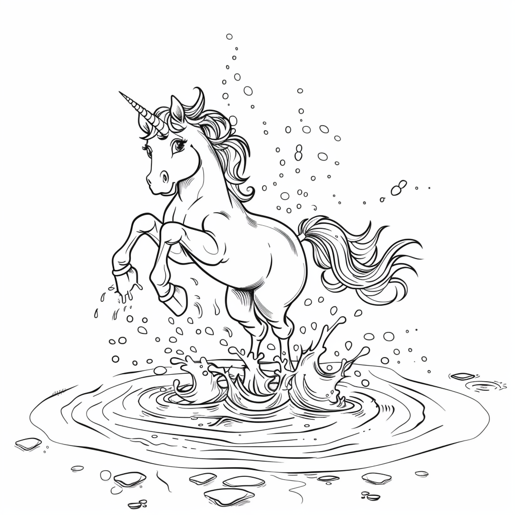 Unicorn Splashing in a Puddle