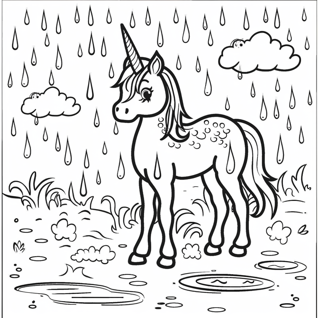 Unicorn Standing in the Rain