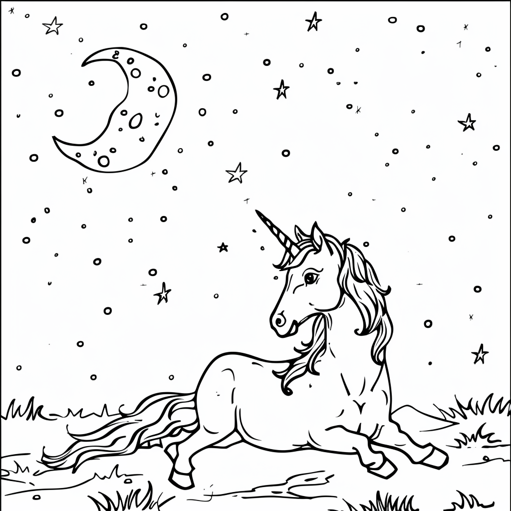 Unicorn Under a Starry Sky