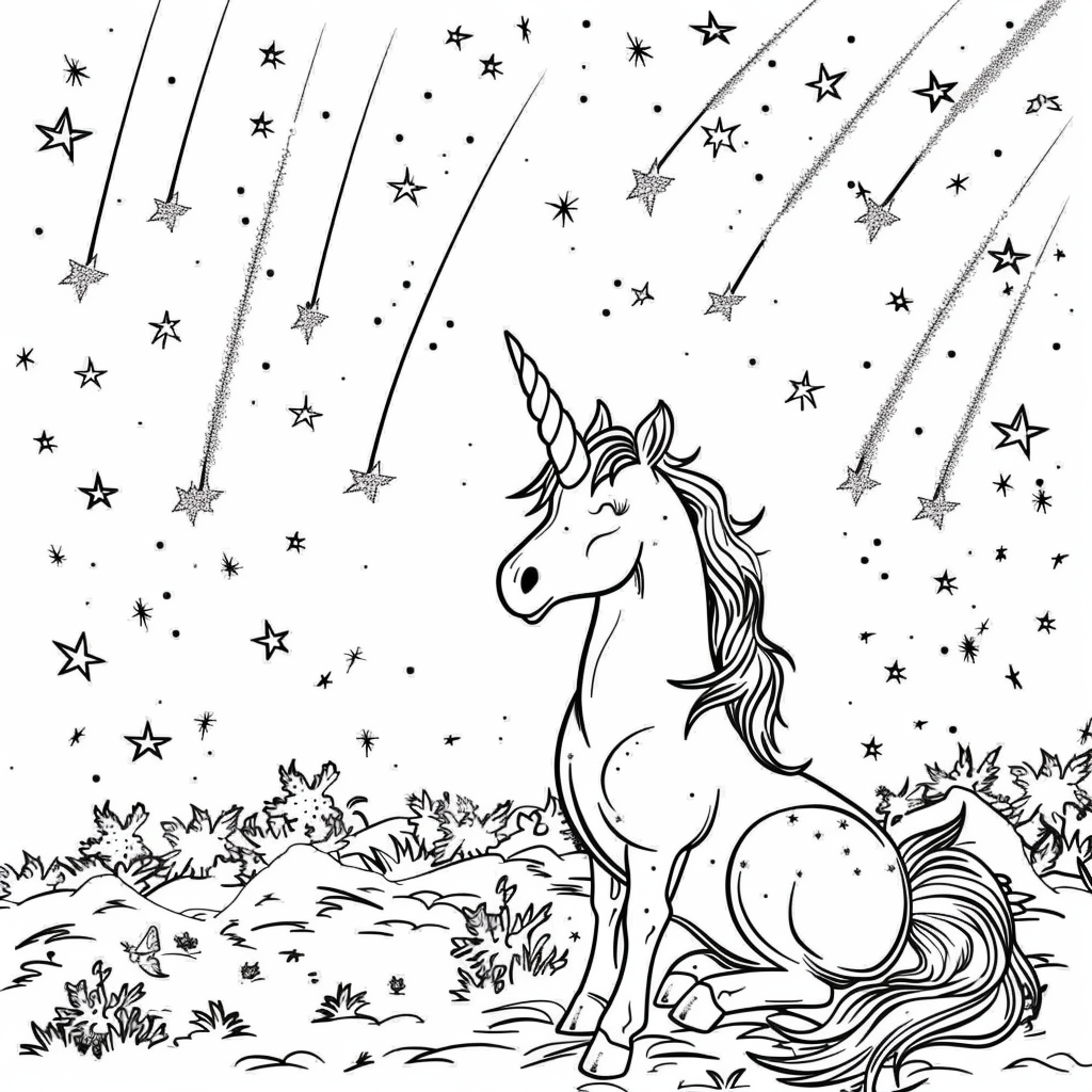 Unicorn Watching Shooting Stars