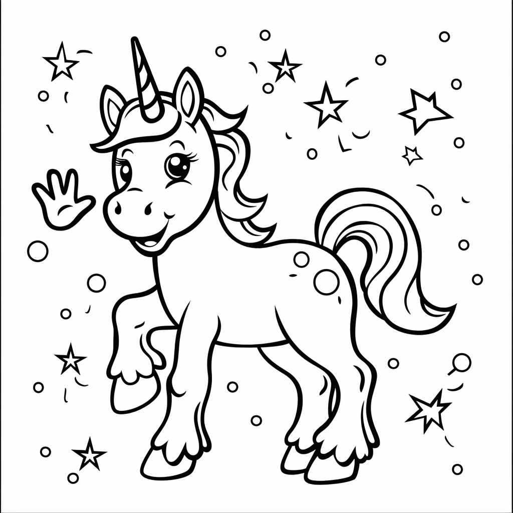 Unicorn Waving Happily