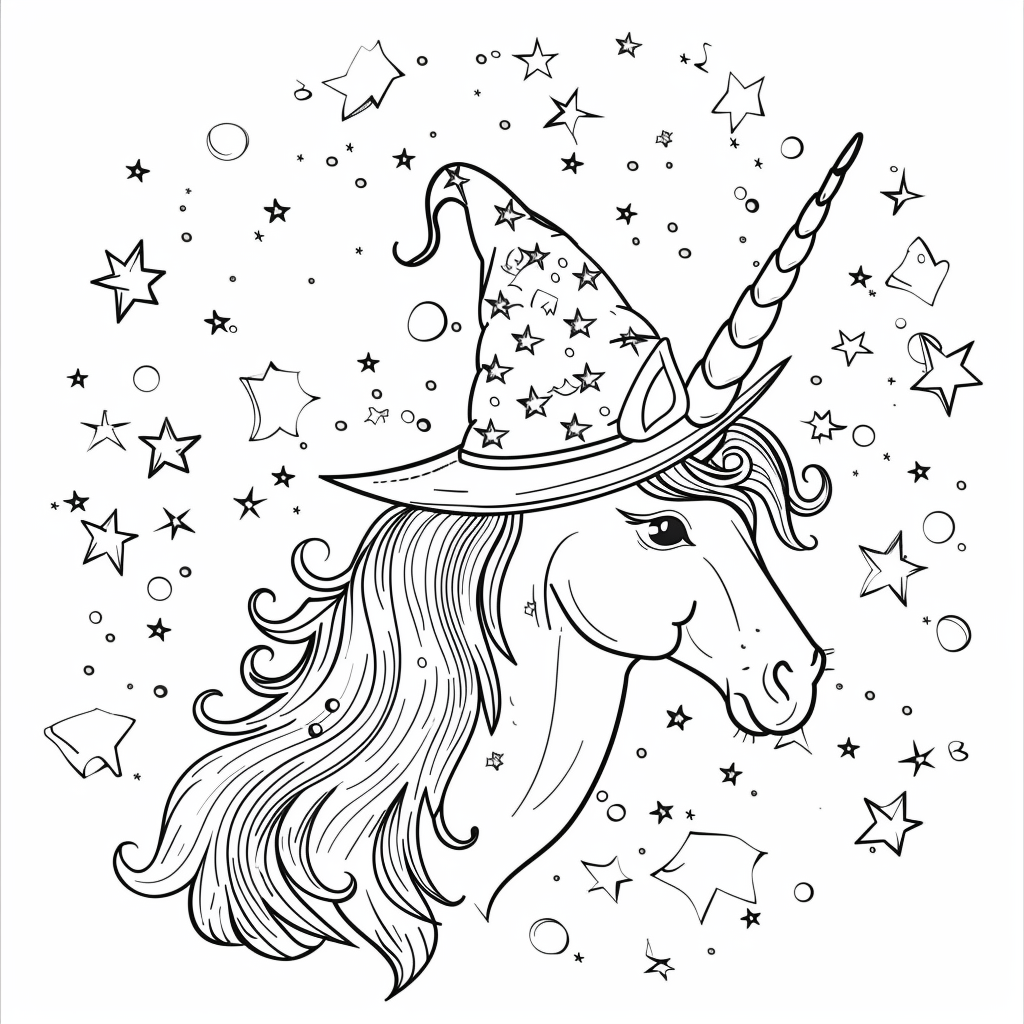 Unicorn Wearing a Wizard Hat