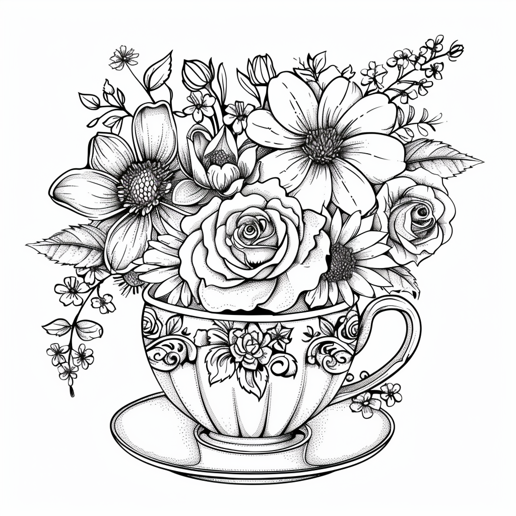 Vintage Floral Teacup Arrangement