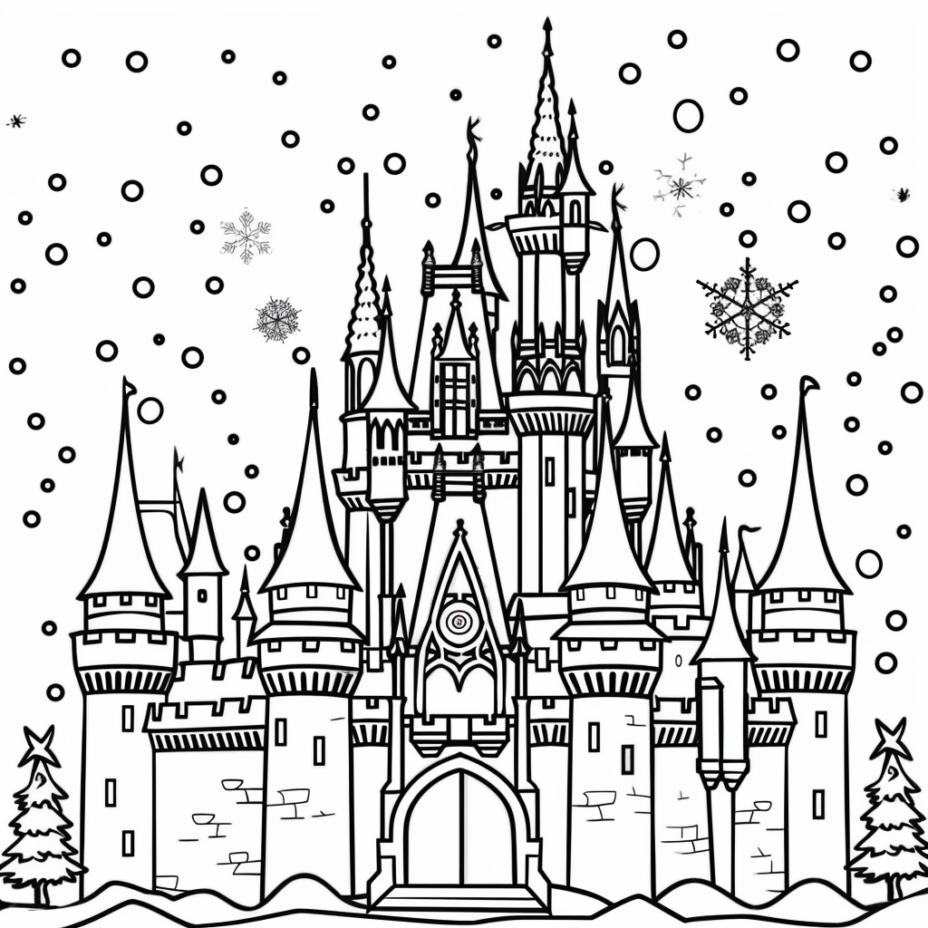 Princess Castle Coloring Pages printable castle design for kids