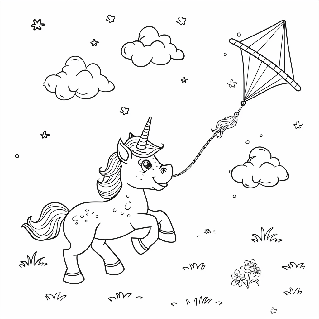 nicorn Flying a Kite