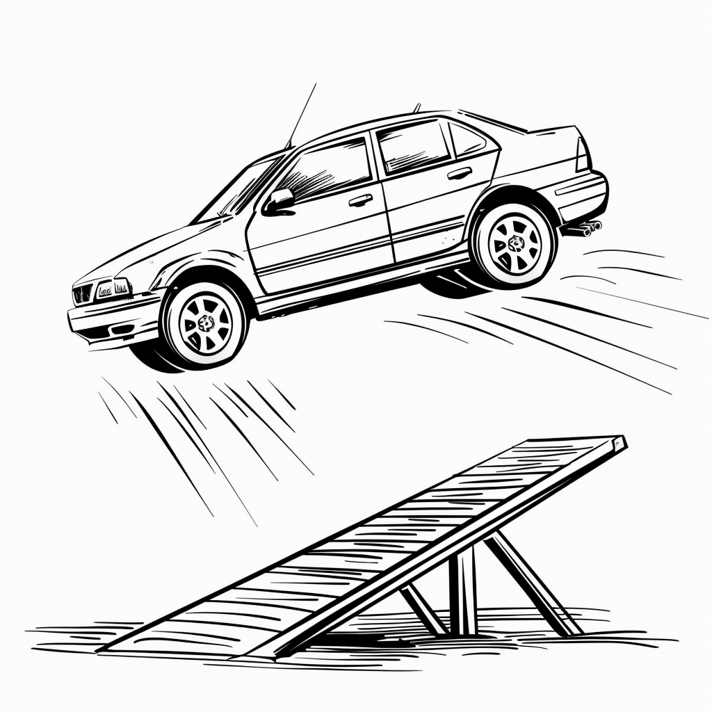 Car Jumping Over Ramp