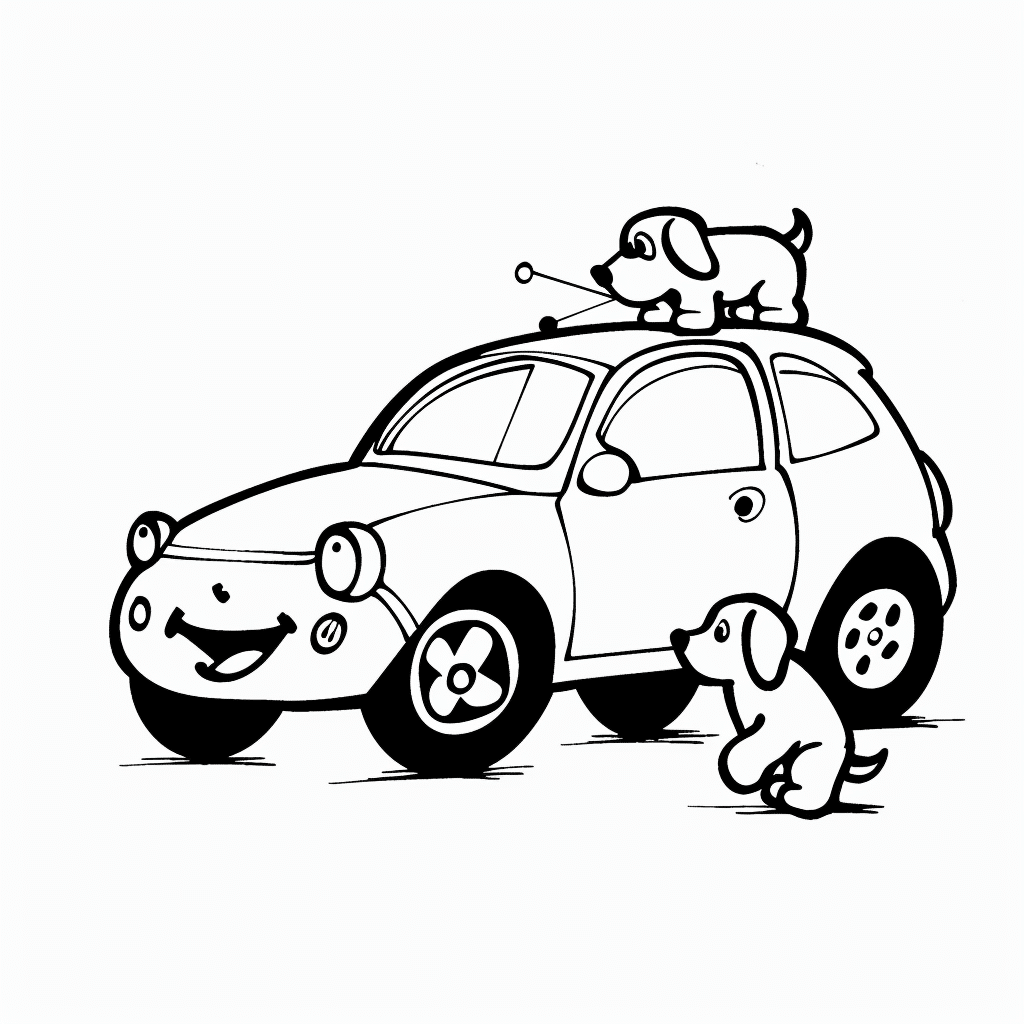 Car Playing with Puppy