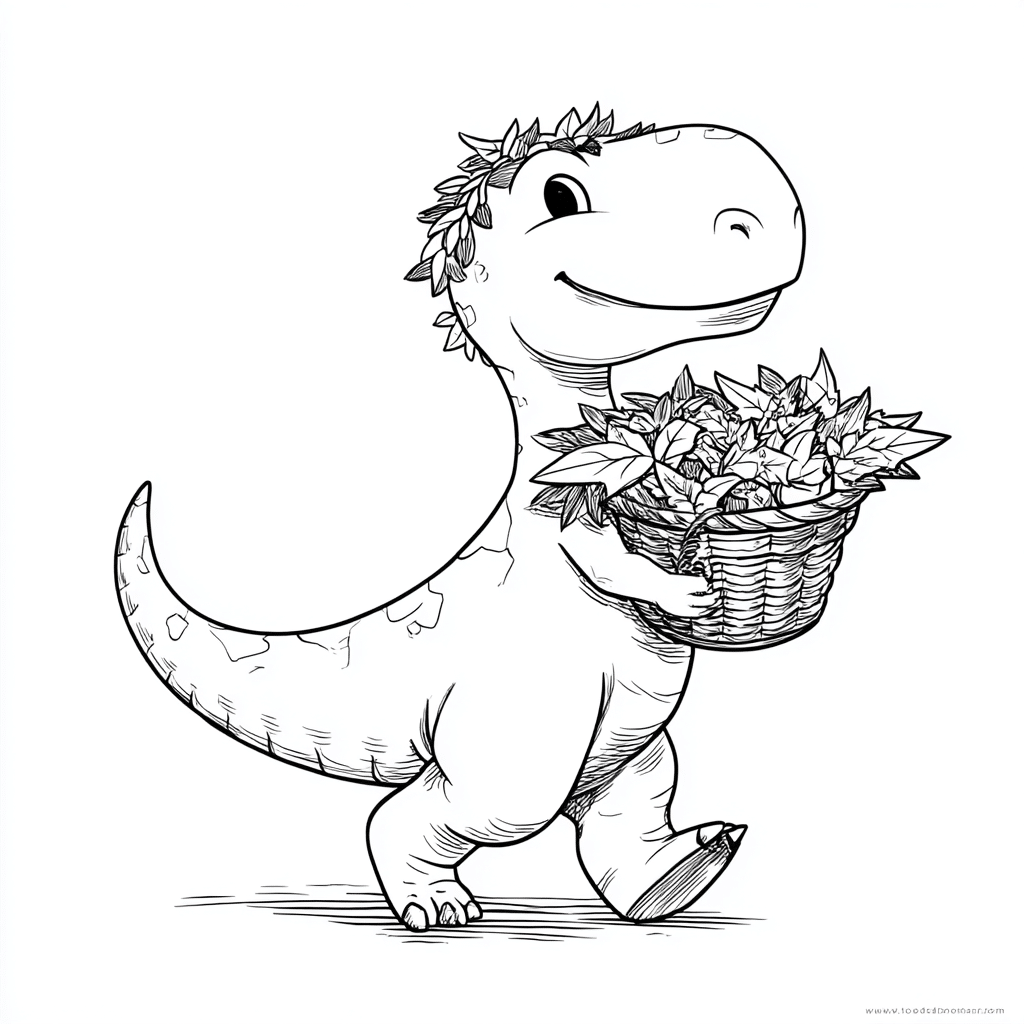Dino Carrying Leaf Basket