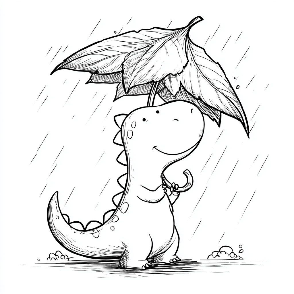 Dino Carrying Leaf Umbrella