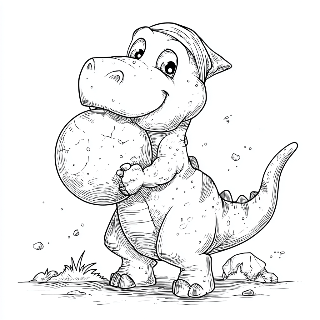 Dino Carrying Stone