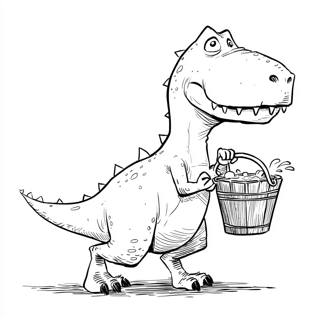Dino Carrying Water Bucket