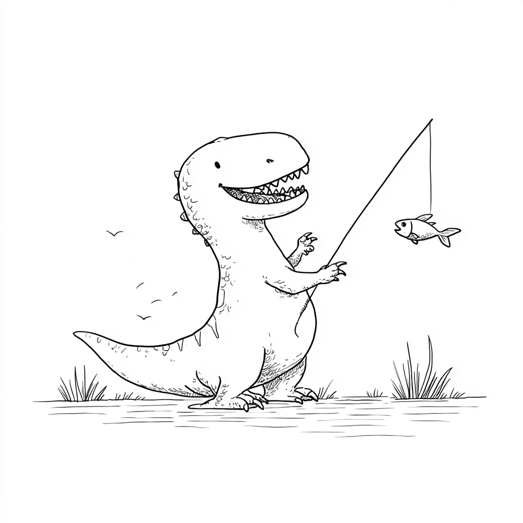 Dino Catching Fish