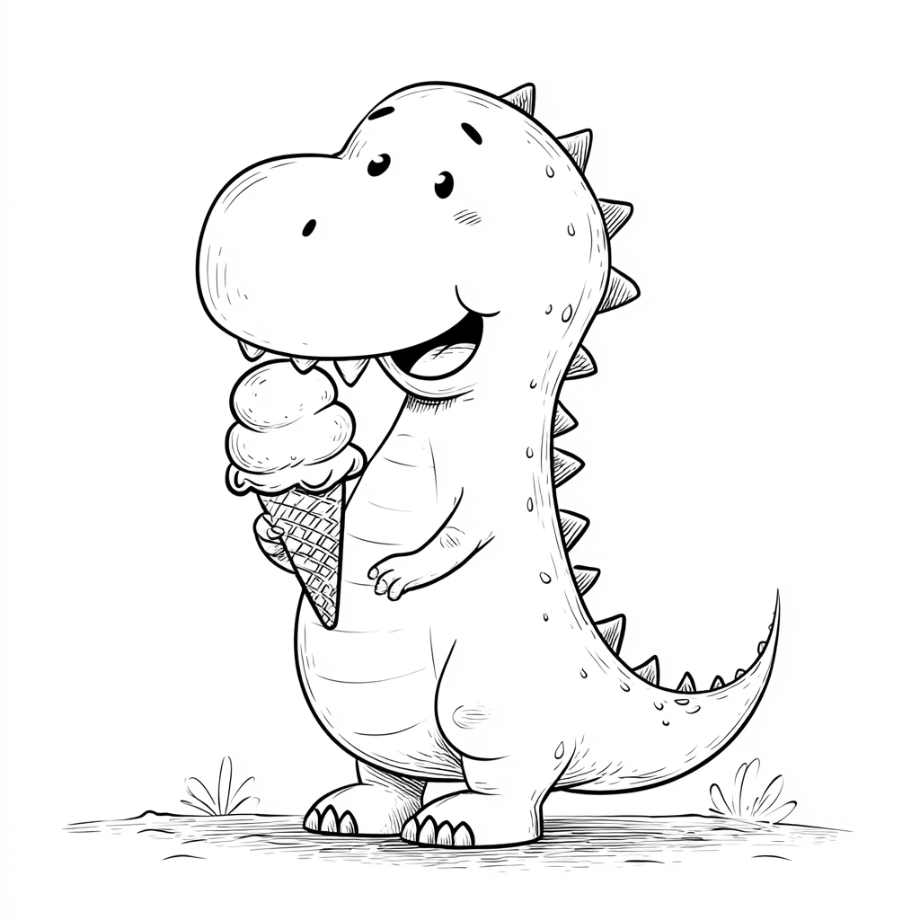 Dino Eating Ice Cream