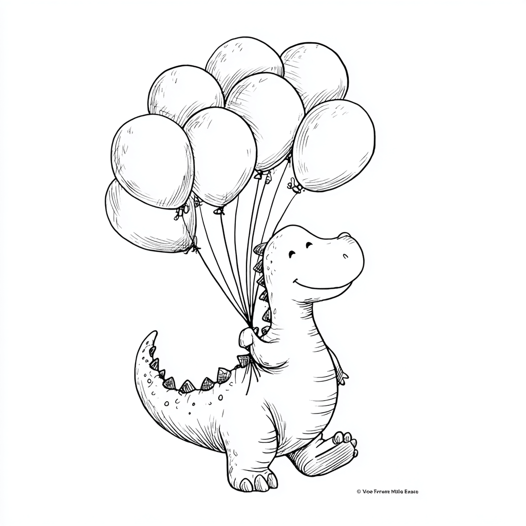 Dino Flying with Balloons