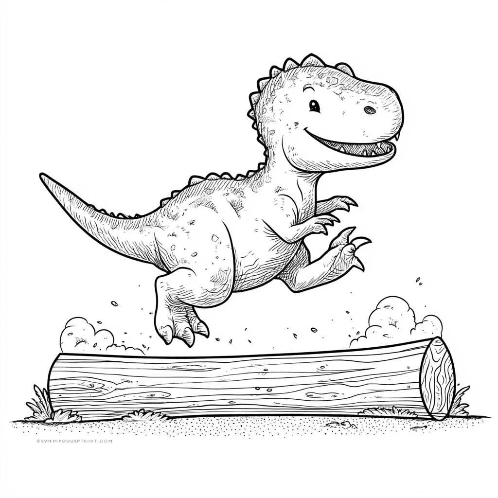 Dino Jumping Over Log