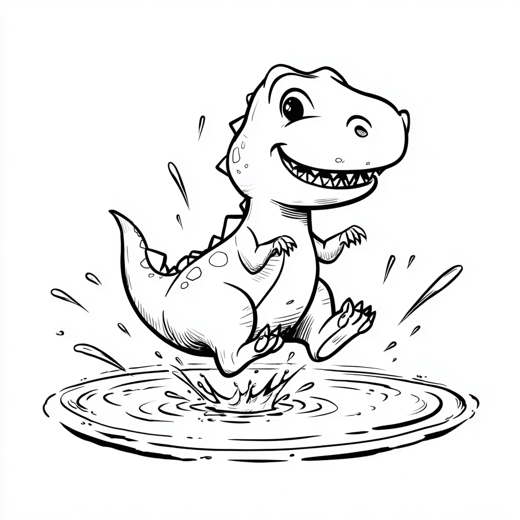 Dino Jumping in Puddle