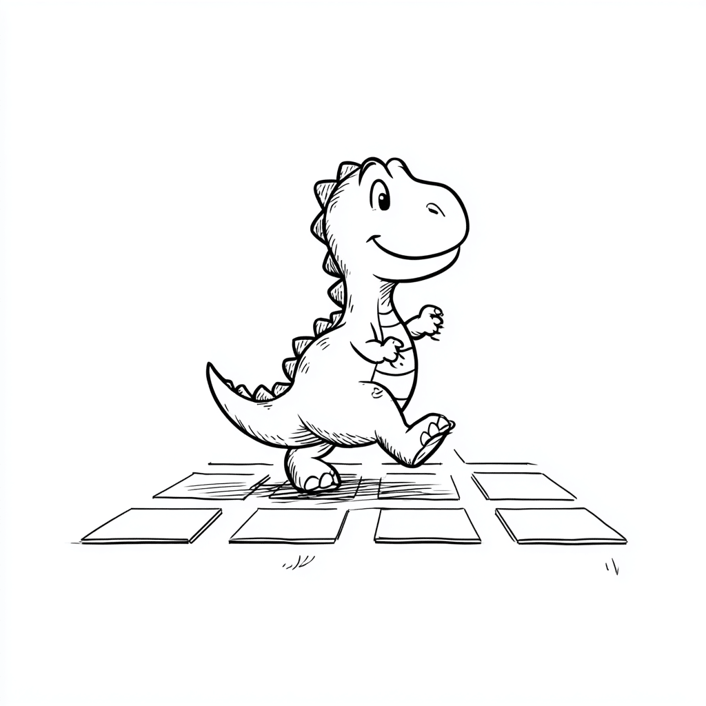 Dino Playing Hopscotch