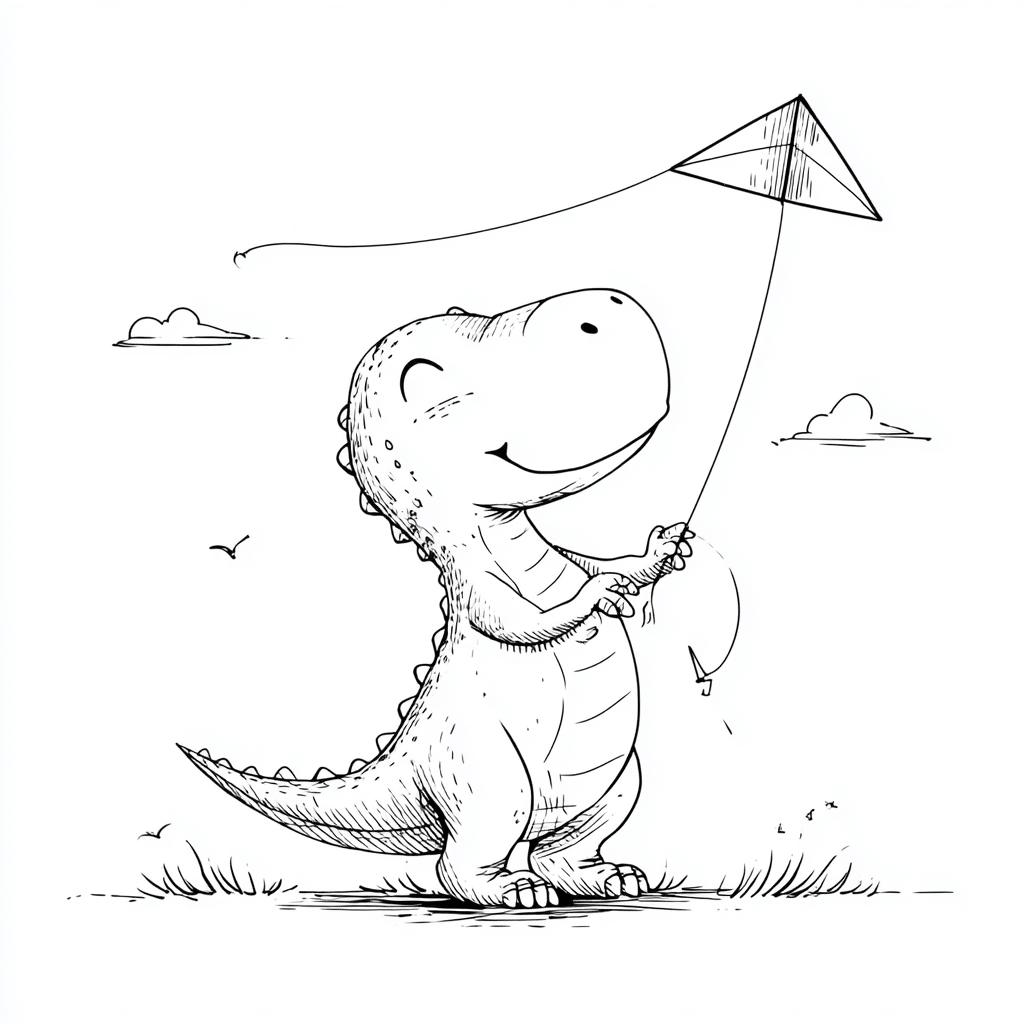 Dino Playing Kite