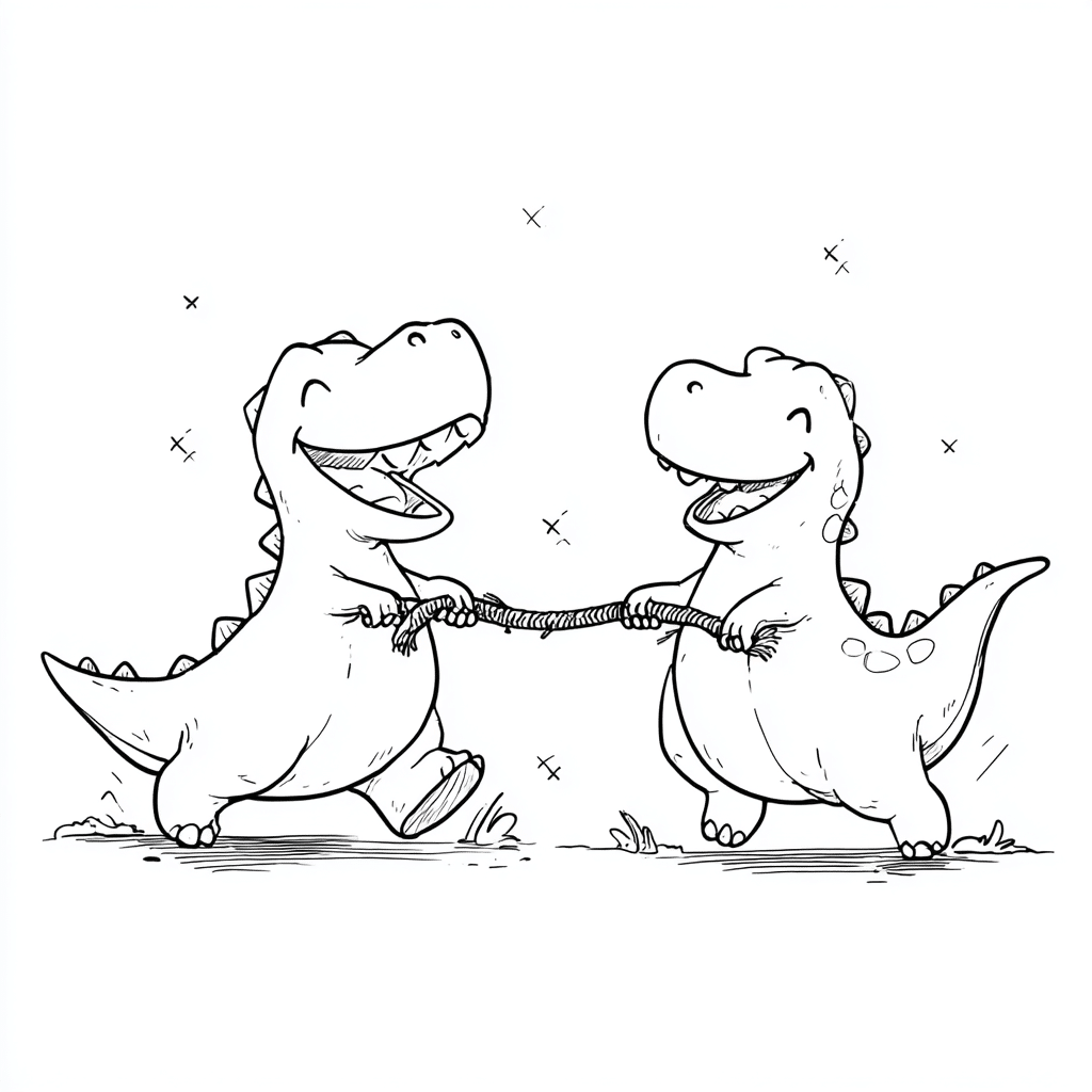 Dino Playing Tug of War