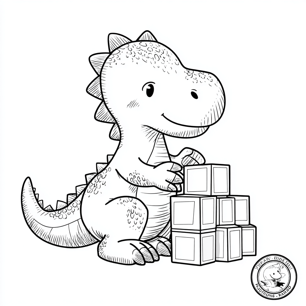 Dino Playing with Blocks