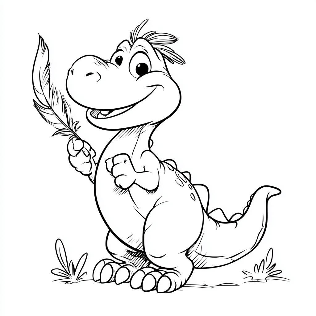 Dino Playing with Feather