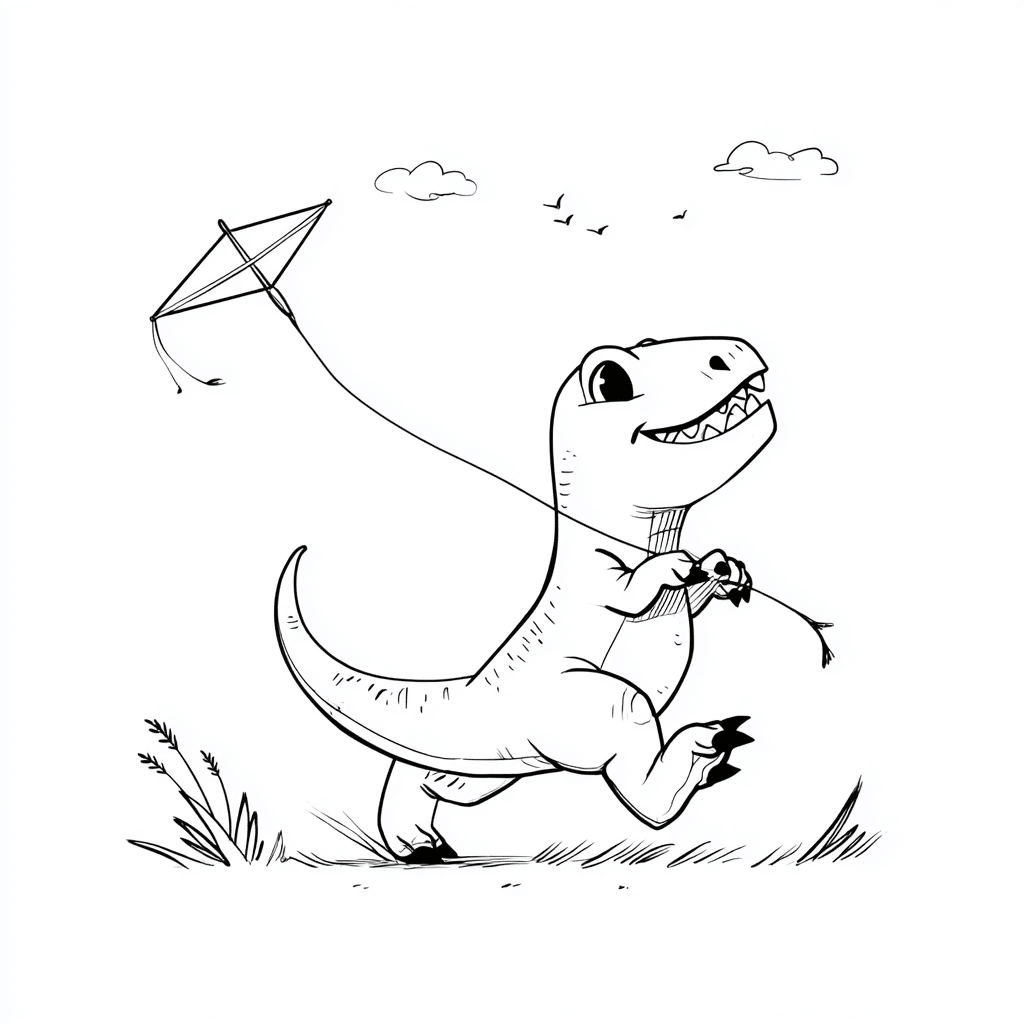 Dino Playing with Kite Tail